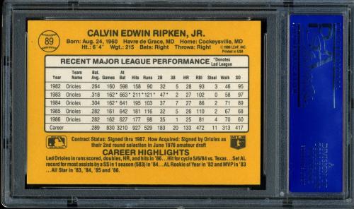 1987 Donruss #89 Cal Ripken [Factory Set - Stats face right] PSA 10 #30779477 - Back