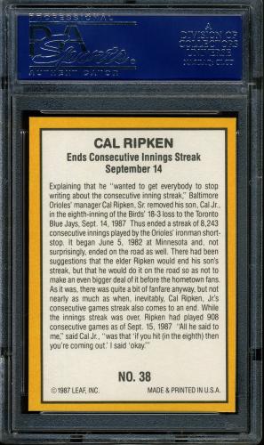 1987 Donruss Highlights 38 Cal Ripken - Back