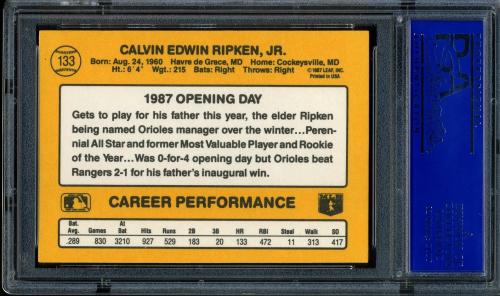 1987 Donruss Opening Day #133 Cal Ripken PSA 10 #11951831 - Back