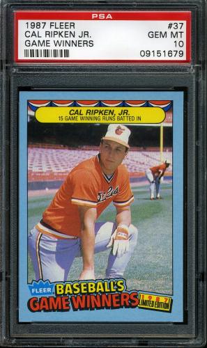 1987 Fleer Game Winners #37 Cal Ripken PSA 10 #09151679