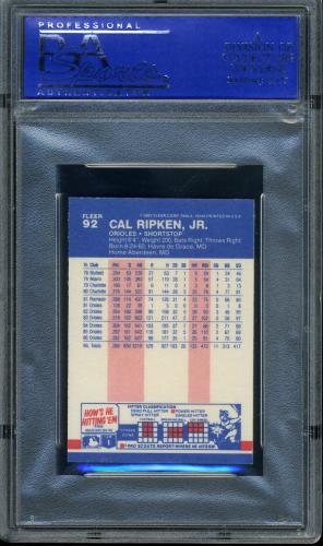 1987 Fleer Mini #92 Cal Ripken PSA 10 #11493728 - Back