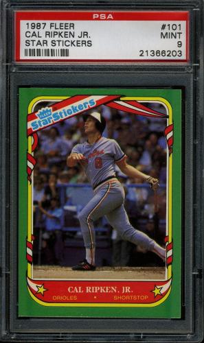 1987 Fleer Sticker Cards #101 Cal Ripken PSA 9 #21366203