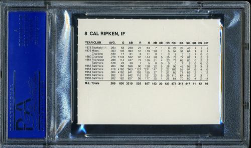 1987 Orioles French Bray #8 Cal Ripken Jr. PSA 9 #11788755 - Back