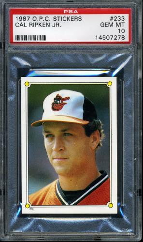 1987 O-Pee-Chee Stickers #233 Cal Ripken PSA 10 #14507278