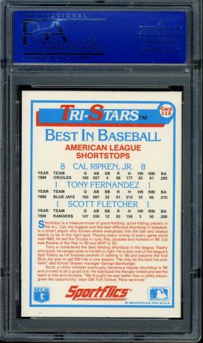 1987 Sportflics #113 Tri-Stars Cal Ripken [1986 Copyright] PSA 10 #11788756 - Back