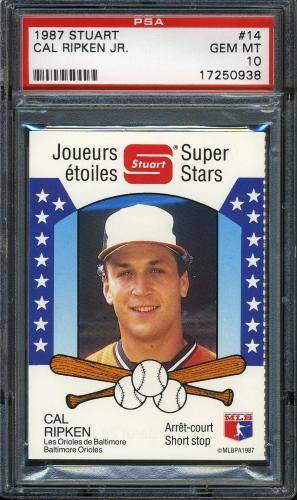 1987 Stuart Panels #14 Fred Lynn-Eddie Murray-Cal Ripken PSA 10 #17250938