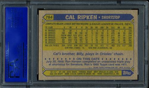 1987 Topps #784 Cal Ripken PSA 10 #11788758 - Back