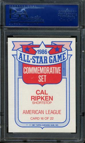 1987 Topps Glossy All-Stars #16 Cal Ripken PSA 10 #16089033 - Back