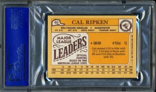 1987 Topps Mini Leaders #40 Cal Ripken PSA 10 #81388380 - Back
