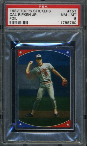 1987 Topps Stickers - Blue Text Back #151 Cal Ripken PSA 8 #11788760