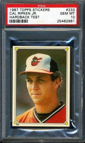 1987 Topps Stickers - Hardback Test #233 Cal Ripken PSA 10 #25462981