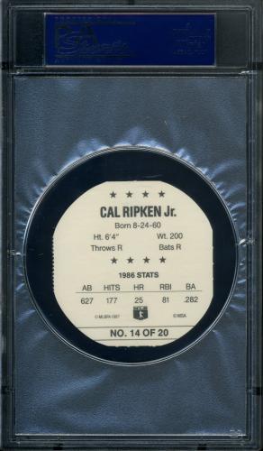 1987 Weis Market Discs #14 Cal Ripken PSA 9 #20977640 - Back