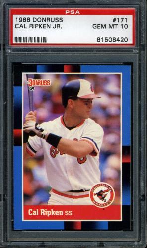 1988 Donruss #171 Cal Ripken [Pack Version - Period after INC] PSA 10 #81508420