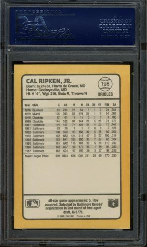 1988 Donruss Baseball's Best #198 Cal Ripken PSA 10 #21557099 - Back