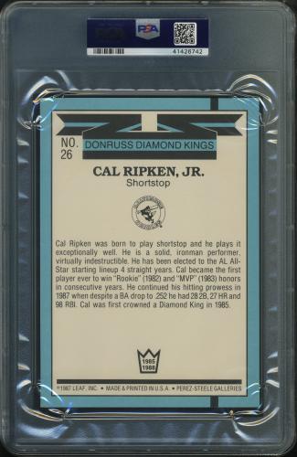 1988 Donruss Super DK's #26 Cal Ripken PSA 10 #41426742 - Back