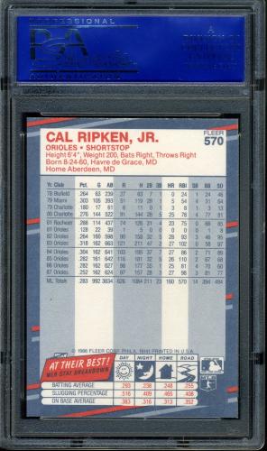 1988 Fleer #570 Cal Ripken PSA 10 #11788765 - Back