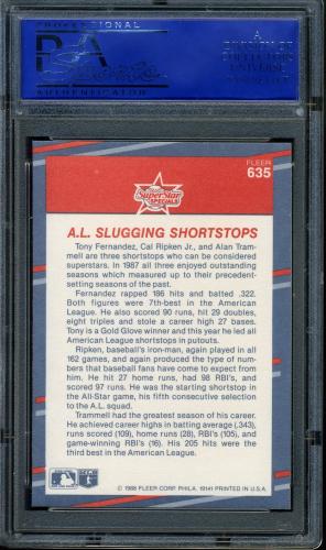 1988 Fleer #635 C.Ripken/Trammell/Fern PSA 10 #11914325 - Back