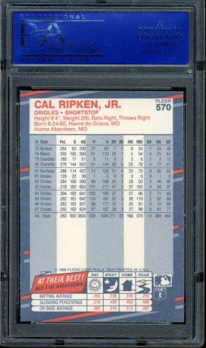 1988 Fleer Glossy #570 Cal Ripken PSA 10 #30622703 - Back