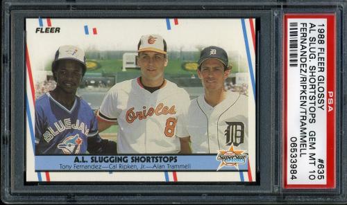 1988 Fleer Glossy #635 Fern/Ripken/Trammell PSA 10 #06533984