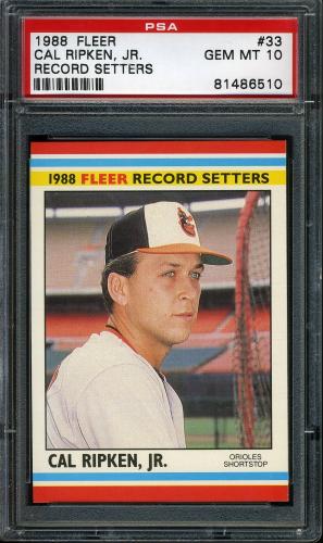 1988 Fleer Record Setters #33 Cal Ripken PSA 10 #81486510