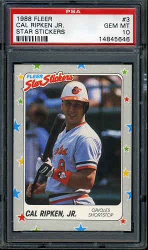 1988 Fleer Sticker Cards #3 Cal Ripken PSA 10 #14845646