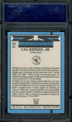 1988 Leaf/Donruss #026 Cal Ripken DK PSA 10 #17665094 - Back