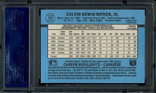 1988 Leaf/Donruss #100 Cal Ripken PSA 10 #17665100 - Back