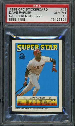 1988 O-Pee-Chee Stickercard #29 D. Parker/C. Ripken, Jr. #228 PSA 10 #16427801