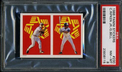 1988 Panini Stickers #230 Cal Ripken and-George Bell PSA 8 #23938115