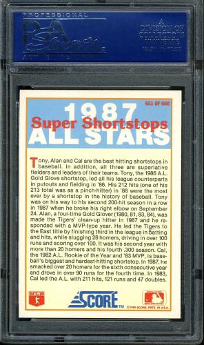 1988 Score Glossy #651 Fern/Trammell/Ripken PSA 10 #16487701 - Back