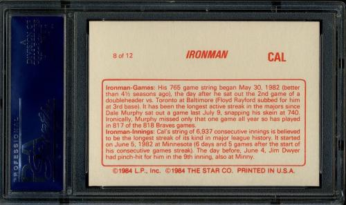 1988 Star '88 #08 Cal Ripken Jr. PSA 10 #20700051 - Back