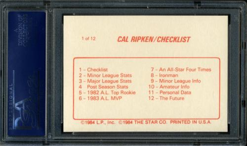 1988 Star Glossy '88 #01 Cal Ripken Jr. PSA 10 #20700048 - Back