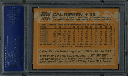 1988 Topps #650 Cal Ripken PSA 10 #17784342 - Back