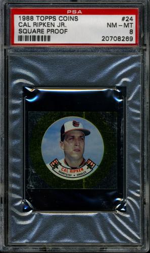 1988 Topps Coins Square Metal Proof #24 Cal Ripken PSA 8 #20708269