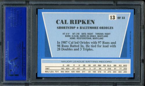 1988 Topps Rite-Aid Team MVP's #13 Cal Ripken PSA 10 #81513296 - Back