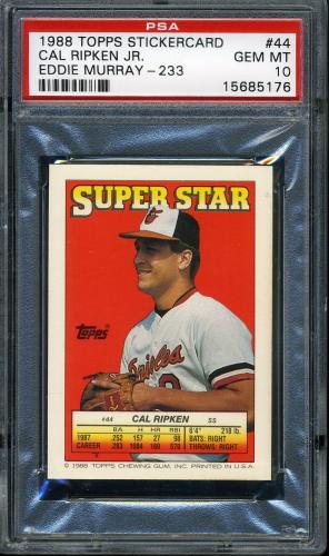 1988 Topps Stickercard #44 C. Ripken, Jr./E. Murray PSA 10 #15685176