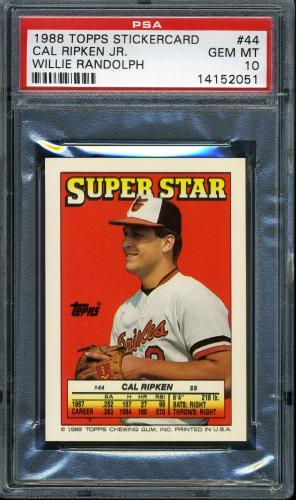 1988 Topps Stickercard #44 C. Ripken, Jr./W. Randolph PSA 10 #14152051