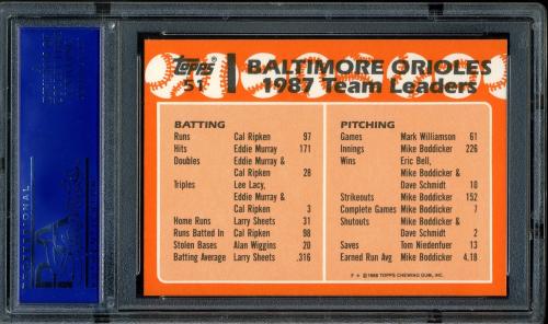 1988 Topps Tiffany #051 C.Ripken/E.Murray TL PSA 10 #40371278 - Back