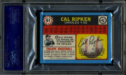 1988 Topps UK Minis Tiffany #61 Cal Ripken PSA 10 #17153121 - Back