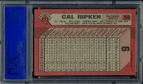 1989 Bowman #009 Cal Ripken PSA 10 #81275544 - Back