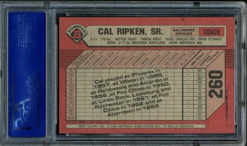 1989 Bowman #260 Cal Ripken Sr./Jr. [Textured TV] PSA 10 #06456782 - Back