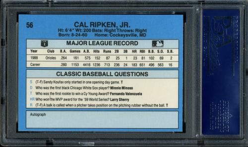 1989 Classic Light Blue #56 Cal Ripken PSA 10 #17714990 - Back