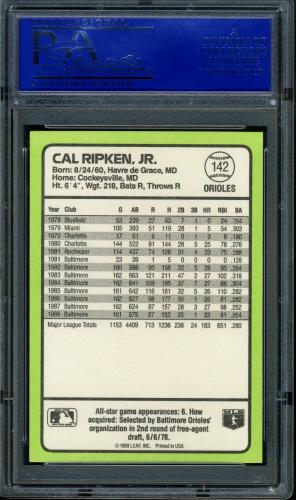 1989 Donruss Baseball's Best #142 Cal Ripken PSA 10 #30758951 - Back