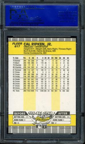 1989 Fleer #617 Cal Ripken PSA 10 #31081227 - Back