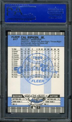 1989 Fleer Glossy #617 Cal Ripken PSA 10 #30242126 - Back