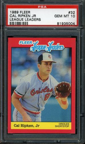 1989 Fleer League Leaders #32 Cal Ripken PSA 10 #81935004