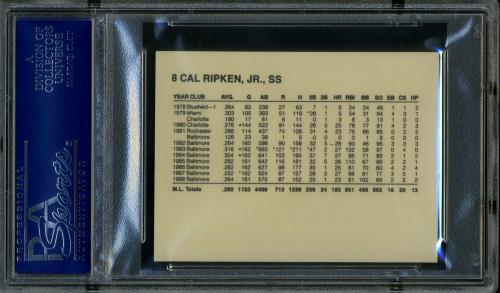 1989 Orioles French Bray #8 Cal Ripken Jr. PSA 10 #16437716 - Back