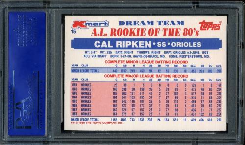 1989 K-Mart #15 Cal Ripken PSA 10 #81455621 - Back