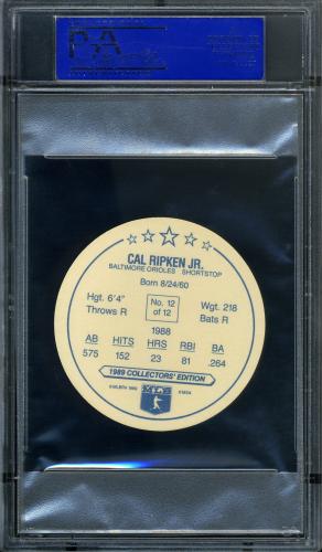 1989 Master Bread Discs #12 Cal Ripken Jr. PSA 10 #11788785 - Back