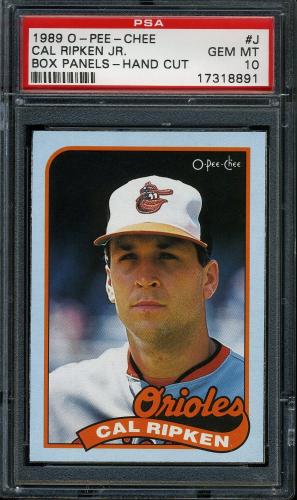 1989 O-Pee-Chee Box Bottoms #J Cal Ripken PSA 10 #17318891
